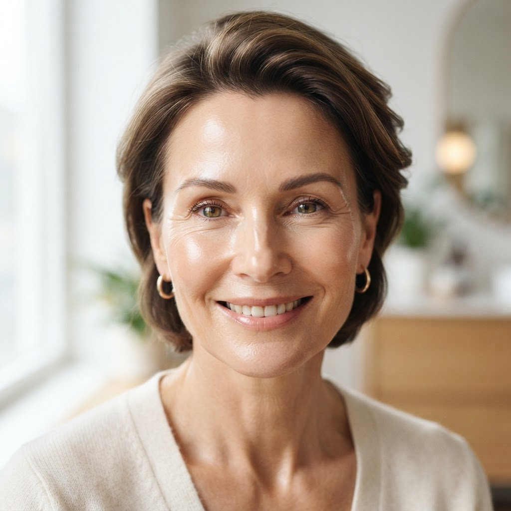 Radiant, even-toned mature facial skin