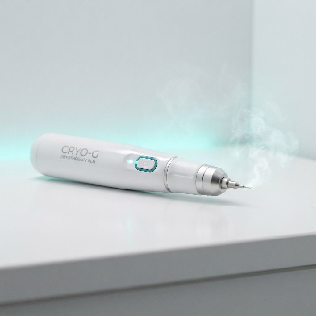 A sleek white CryoPen cryotherapy device